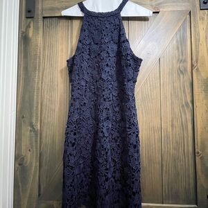 Lulu's Midnight Blue Lace Backless Dress